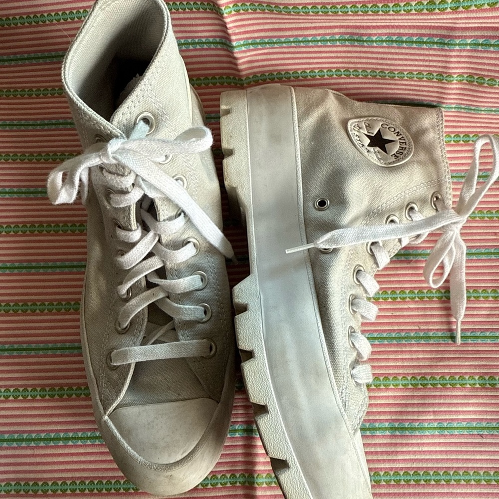 Converse High-Top Sneakers in Off-White platform